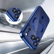 Твърд кейс с MagSafe и протектор за камерата на iPhone 17 Pro от Tech-Protect MagFlex - Shiny Deep Blue