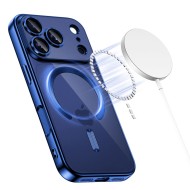 Твърд кейс с MagSafe и протектор за камерата на iPhone 17 Pro Max от Tech-Protect MagFlex - Shiny Deep Blue