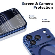 Твърд кейс с MagSafe и протектор за камерата на iPhone 17 Pro Max от Tech-Protect MagFlex - Shiny Deep Blue