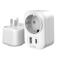 TECH-PROTECT TA100 TRAVEL ADAPTER US TO EU WHITE