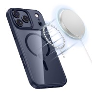 Твърд кейс с MagSafe пръстен за iPhone 17 Pro Max от Tech-Protect MagMat - Deep Blue / Clear
