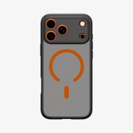 Удароустойчив кейс с MagSafe пръстен за iPhone 17 Pro от Spigen Ultra Hybrid Mag - Frost Black / Orange