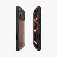 Удароустойчив кейс с MagSafe пръстен за iPhone 17 Pro от Spigen Ultra Hybrid Mag - Frost Black / Orange