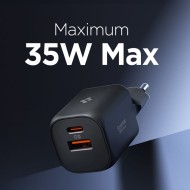 SPIGEN ESSENTIAL EE352EU 2-PORT NETWORK CHARGER 35W BLACK