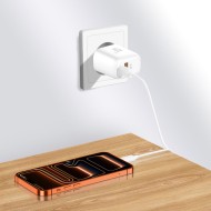 TECH-PROTECT NCA45W-GAN 2-PORT NETWORK CHARGER PD 45W / QC3.0 + LIGHTNING CABLE WHITE