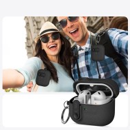 Твърд калъф с карабинер за слушалки Samsung Galaxy Buds 3 / 3 FE / 3 Pro от Tech-Protect Slim Hook - Black
