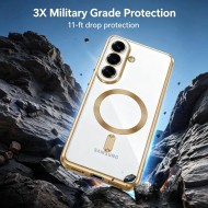 Твърд кейс с MagSafe и протектор за камерата на Samsung Galaxy S26 от Tech-Protect MagFlex - Shiny Gold