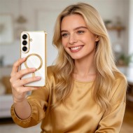 Твърд кейс с MagSafe и протектор за камерата на Samsung Galaxy S26+ Plus от Tech-Protect MagFlex - Shiny Gold