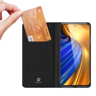 Кожен тефтер за Xiaomi Poco F4 5G от Dux Ducis Skin Pro - Черен