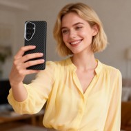 Карбонов кейс за Samsung Galaxy S26 Ultra от Tech-Protect Ion Carbon - Black/Silver