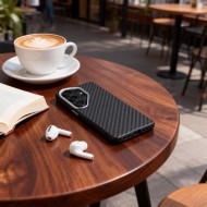 Карбонов кейс за Samsung Galaxy S26 Ultra от Tech-Protect Ion Carbon - Black/Silver