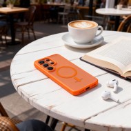 Твърд кейс с MagSafe пръстен за Samsung Galaxy S26 Ultra от Tech-Protect MagMat - Matte Orange