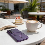 Твърд кейс с MagSafe и протектор за камерата на Samsung Galaxy S26 от Tech-Protect MagFlex - Cobalt Violet