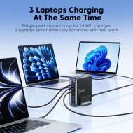 TECH-PROTECT DC240W-GAN 6-PORT DESKTOP CHARGER PD 240W / QC3.0 BLACK